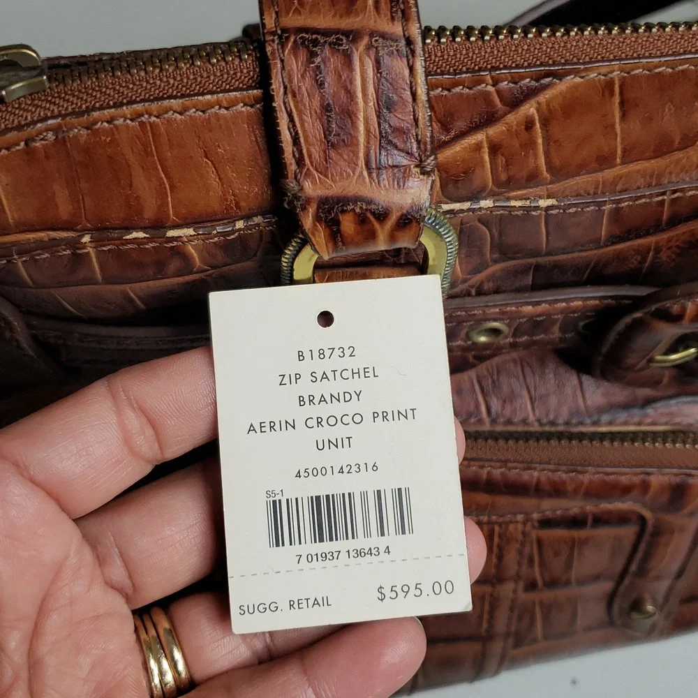 Vintage Cole Haan Satchel Brandy Aerin Croco Embossed Unit Large Bag Essentials